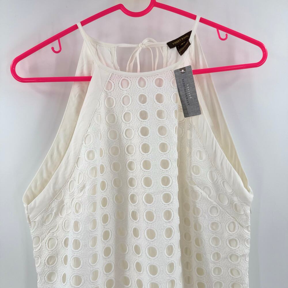 VINEET BAHL Anthropologie Dress SZ Petite Medium NWT Eyelet Halter Bridal White - Picture 6 of 16
